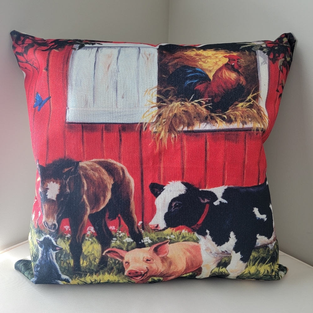 Farmhouse Decor Farm Animal Print Pillow cover